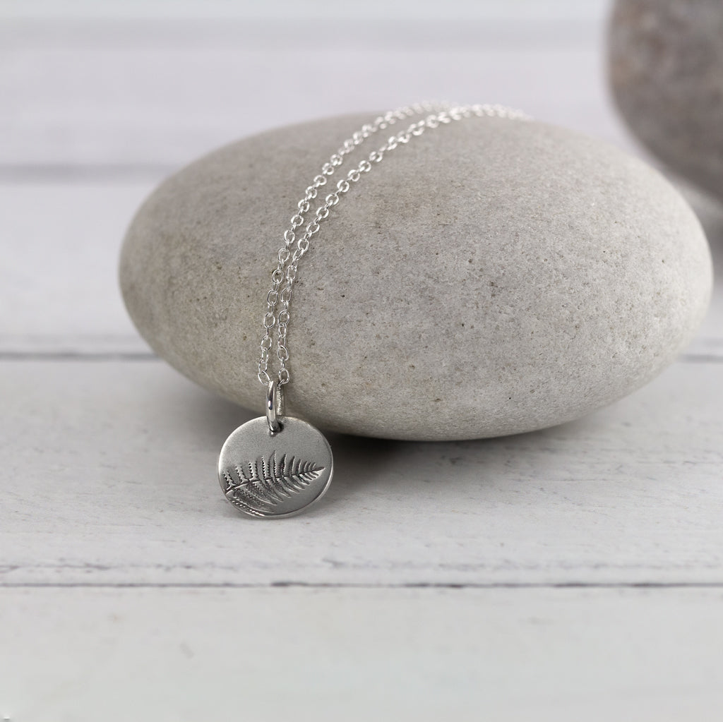 Handmade silver fern necklace